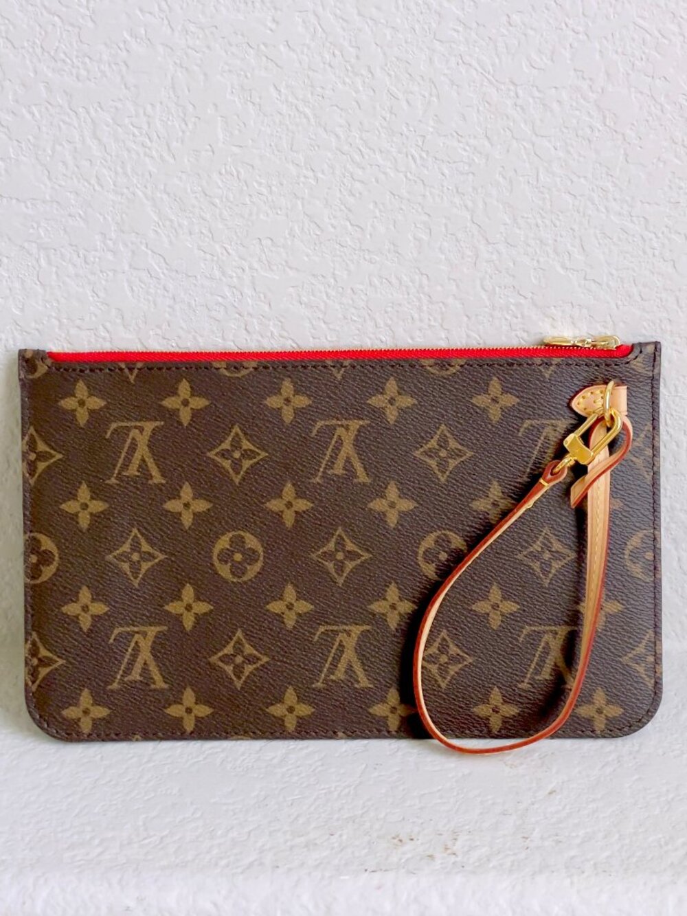 LOUIS VUITTON Brown Monogram Neverfull Pouch